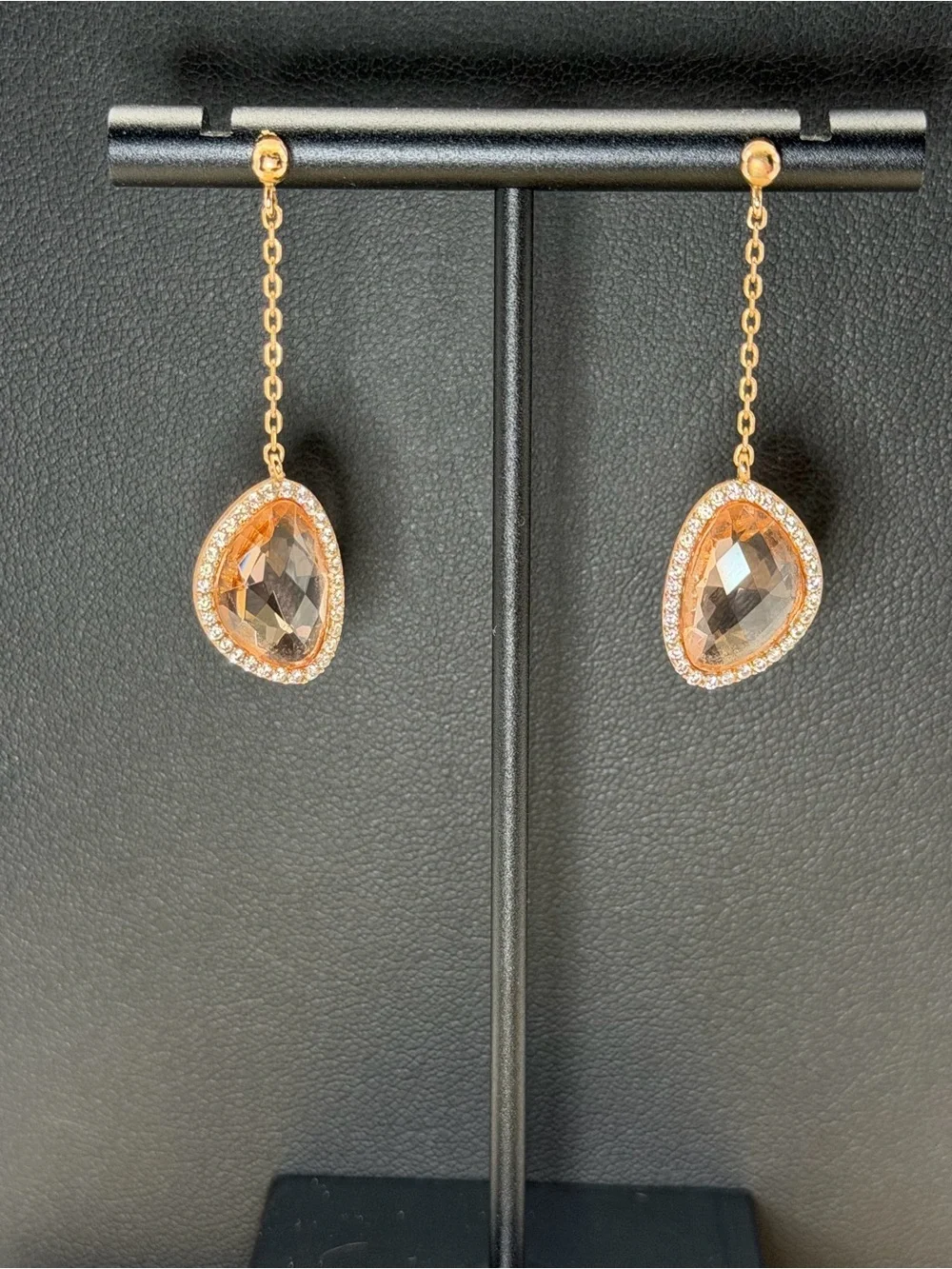 Genevive Rose Gold 18K plated silver Teardrop Dangle Earrings